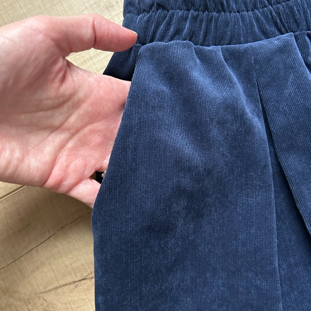 Halogen Wide Leg Corduroy Pants With Side Pockets in Classic Navy NWT - Picture 5 of 6